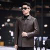 Men's genuine leather jacket autumn and winter new mid-length single-breasted sheepskin jacket for middle-aged and elderly people