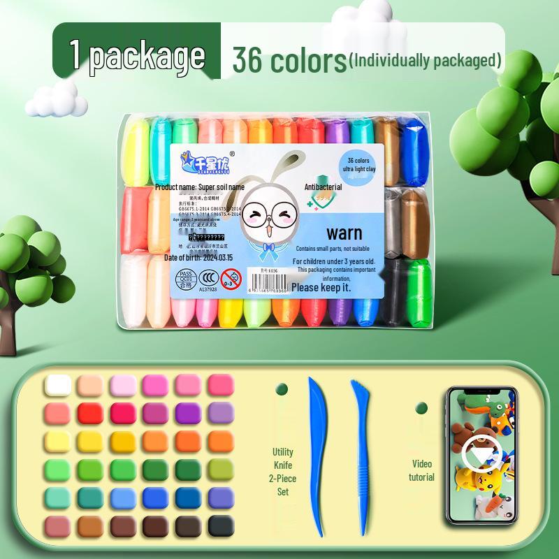 Super Light Non-Toxic Odorless Clay for Kids - 12 Colors Playdough Set