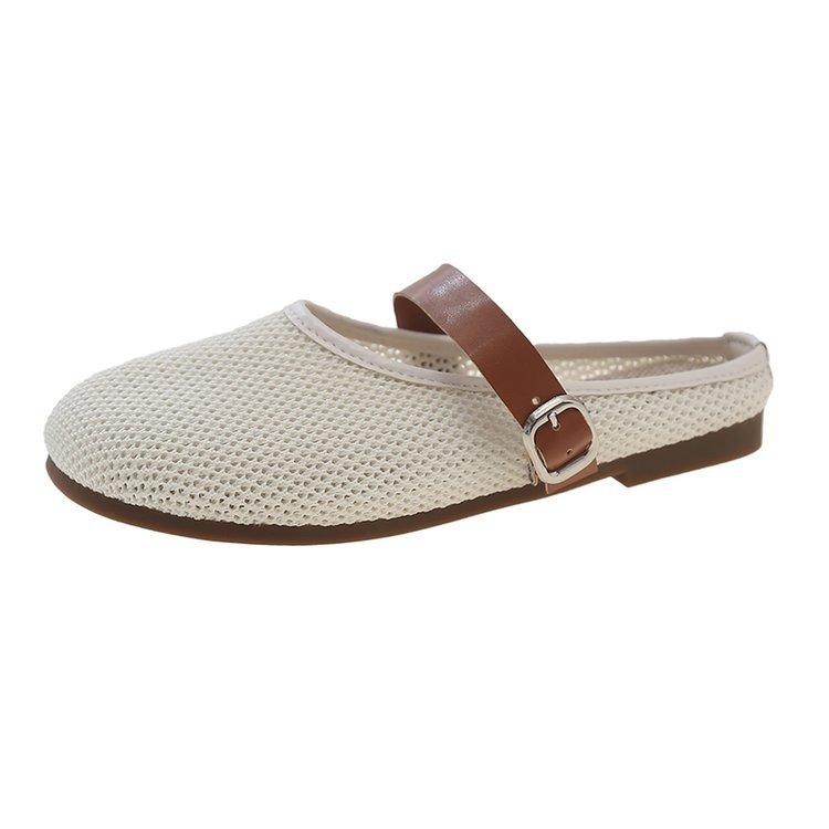 

Korean version of casual shoes sandals mesh soft sole breathable casual women s summer 2024 new single shoes trendy bag head slippers 40