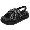 Chinese-style printed platform sandals women's summer new open-toed small fragrant Roman outer wear beach shoes, national style cool slippers