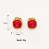Orecchini a Bottone in Zircone Rosso Raffinati: Rame placcato oro di alta gamma in stile dolce e cool