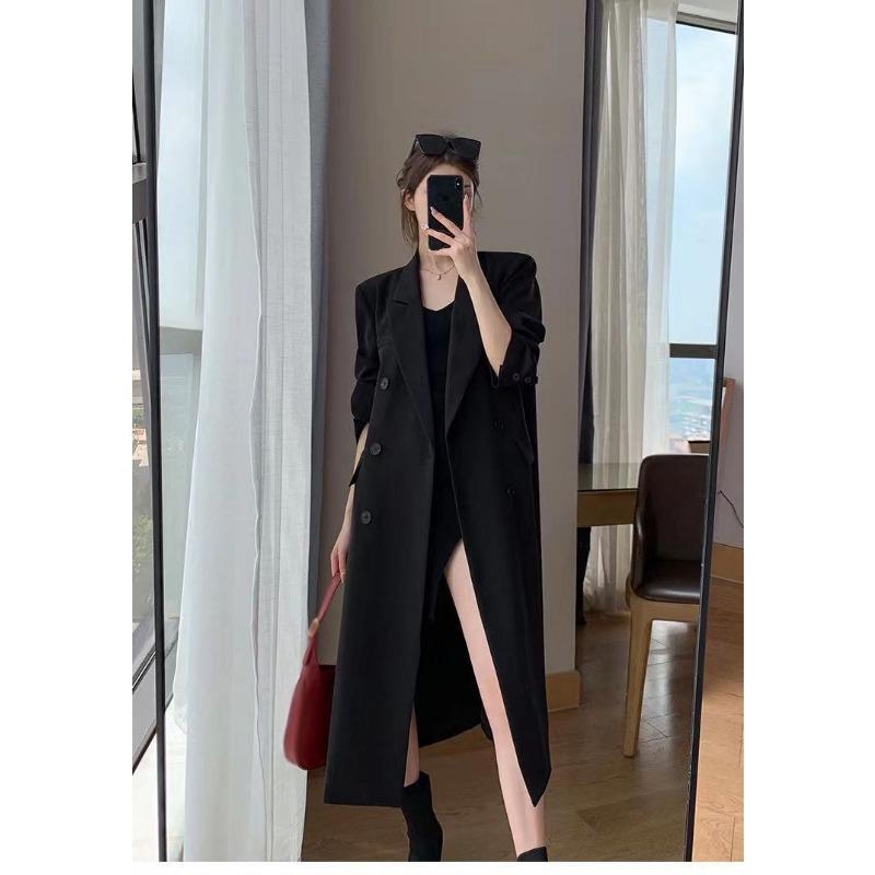 Women S Mid Length Trench Coat Double Breasted Notched Lapel Elegant Style