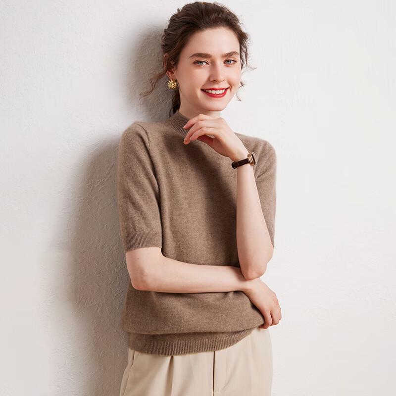 Fanzhen Women's 100% Cashmere Short-Sleeve T-Shirt