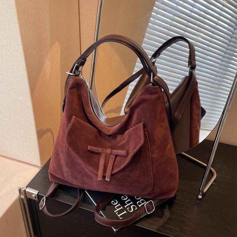 

Винтажная матовая сумка-тоут для通勤, женская новая модная сумка через плечо, мессенджер, рюкзак с высоким чувством стиля темно-коричневого