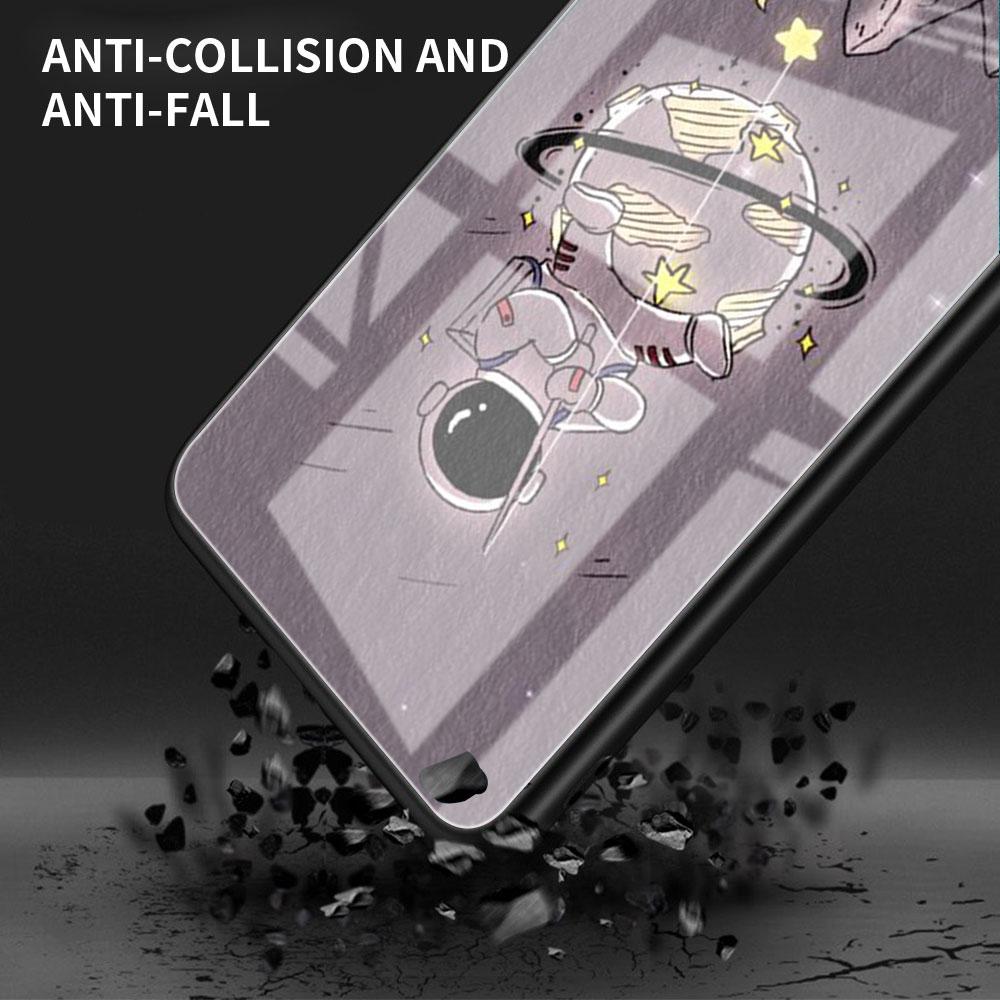 Glass Case For Samsung Galaxy A52 A71 A50 A51 A70 A21s A31 A72 A10 A12 A30 A22 5G Phone Cover Astronaut Cute