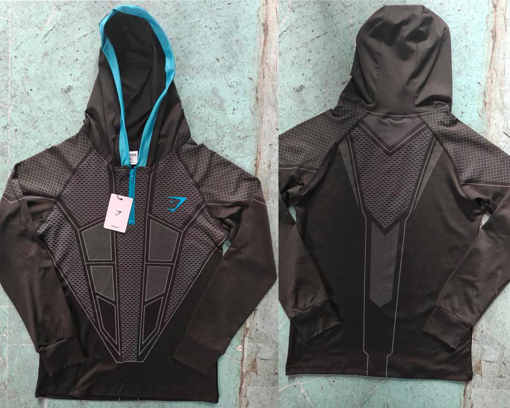 חולצת אימון ארוכה עם קפוצ'ון לגברים GYMSHARK גיבור-על מתייבשת במהירות