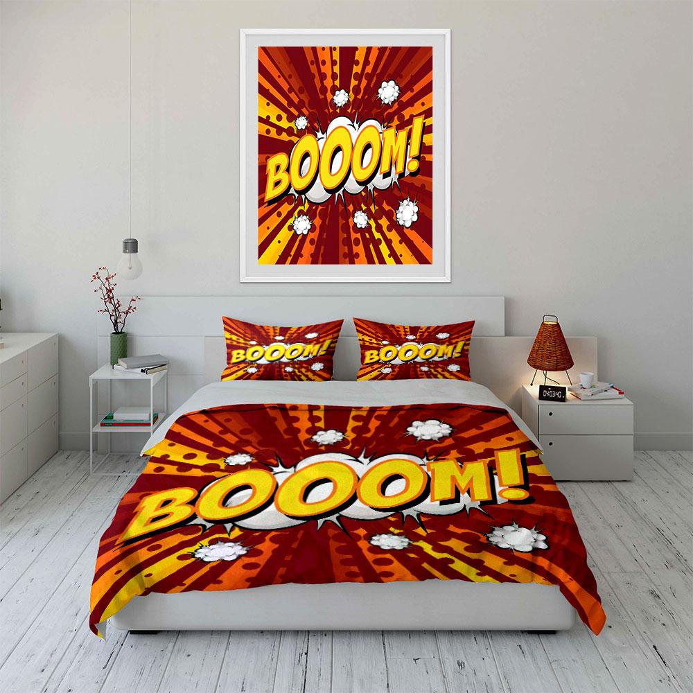 Vibrant Comic-Inspired Decorative Set  Kid'S And Adults' Bedroom Decor, Exquisite Three-Piece Bedding Set Gift