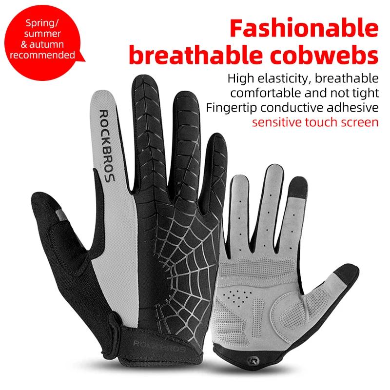 Rockbros Spring Cycling Gloves Full Finger Breathable Anti-Slip Bicycle Gloves For Men Women Mountain Road Bike Riding Gear