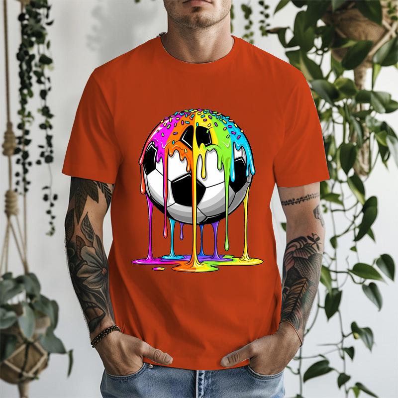 Unisexs Crew Neck T Shirt Melting Soccer Ball Graphic Short Sleeve Tees Summer Casual Tops For Unisex Sport Print Daily Shirts