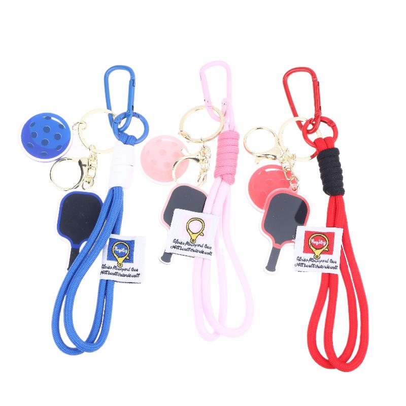 Chaveiro Criativo de Raquete de Pickleball de Metal Chaveiros de Bola Oca Colorida Pingente de Sacola de Festa para Fãs de Dink Ball