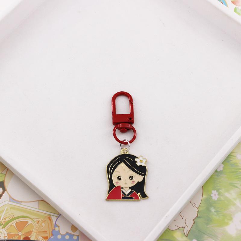 Cute Snow White Shiny Metal Keychain Anime Princess Alloy Pendant Kawaii Charm Keyring Decorative Ornament For Men Women Gift