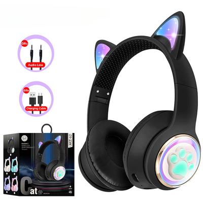 AKZ-62 RGB Kočičí uši Bezdrátová sluchátka pro PC Roztomilá 3D Vesmírná kapsle Kočka Bluetooth Sluchátka Skládací Herní sluchátka pro Děti Dívky Dárky