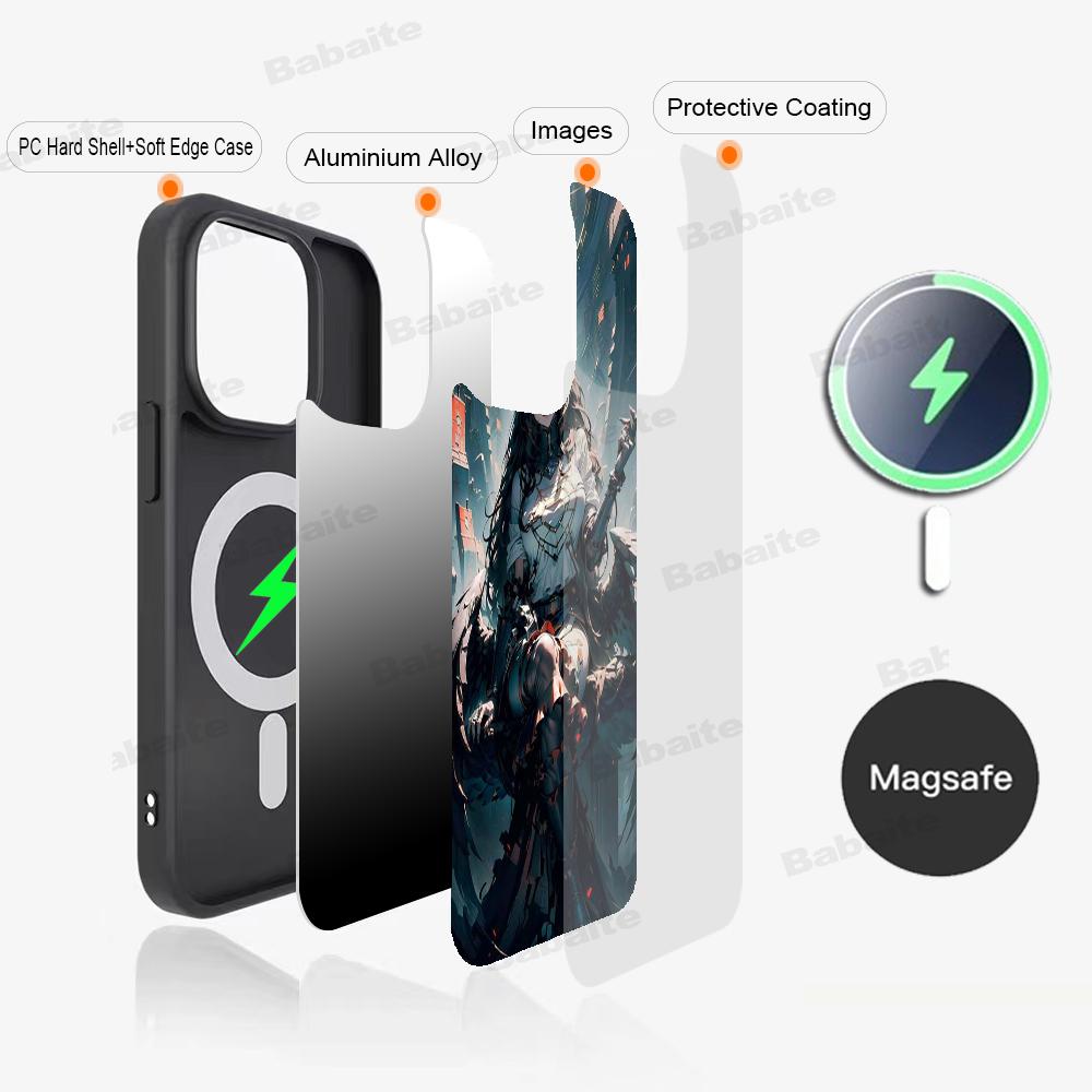 Anime Overlord Albedo Phone Case Magnetic Case For IPhone 16 14 13 12 11 15 Pro Max Plus For Magsafe Wireless Charge Cover