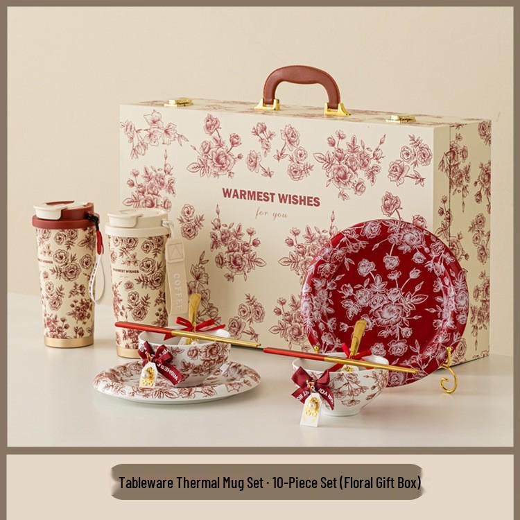 

Весільний подарунок: Термокружка та набір посуду для пари - Ідеально для молодят, найкращих друзів, заручин, новосілля або днів народження.