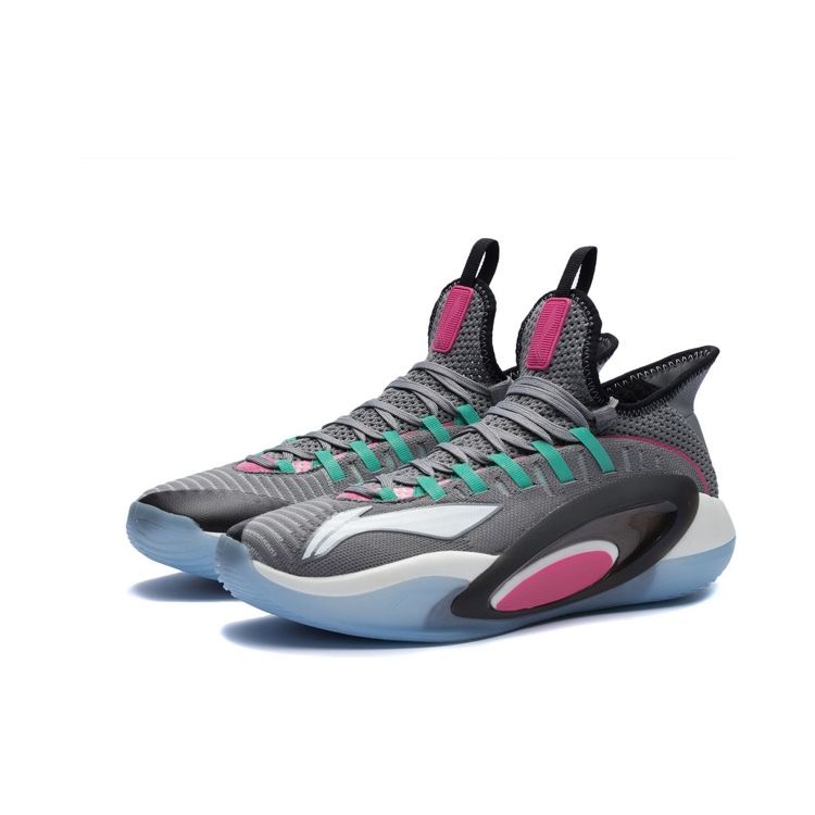 Li Ning Phantom Protiskluzové Odolné Pánské Basketbalové Boty s Nízkým Svrškem Tenisky Šedé ABAR127-6