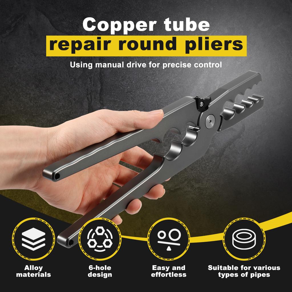 Copper Pipe Repair Pliers 6 Hole with Extended Lever Arm Tube Rounder Tubing Bender 1/4 3/8 1/2 5/8 3/4 7/8 Inch Manual Pliers