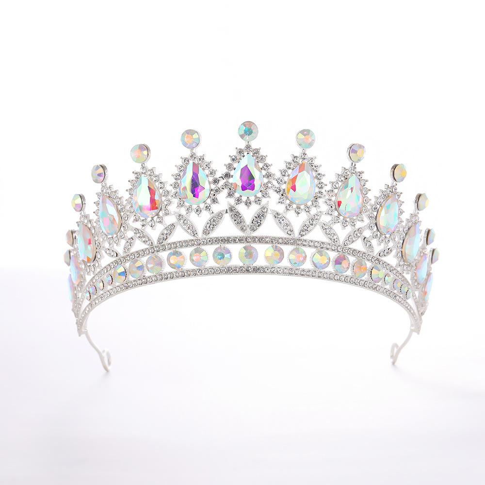 European and American Water Diamond Bride's Crown Hair Accessory Luxurious Wedding Court Baroque Gemstone Crown