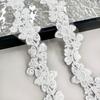 White Mesh Handmade Beads Three-Dimensional Flower Lace Clothing Skirt Dress Wedding Decoration Lace Accessories