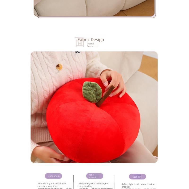 Plush Pillow 31×20cm for Living Room Bedroom Office Sofa  Adult and Child Use Cute Apple Design Fluffy Cushion Sofa Decor