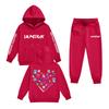 Kids' Long Sleeve Loose Pullover Letter Print Drawstring Hooded Sweatshirt Sweatpants Set