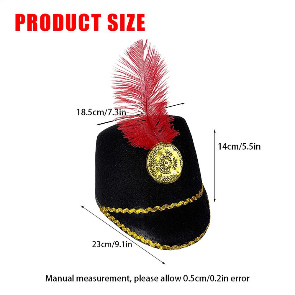 

56cm Nutcracker Soldier Hat Marching Band Costume Men Clothing Accessories for Holiday Party Cosplay Performance Photo Prop чорний