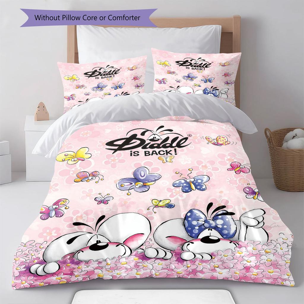Diddl Bettwäsche Steppdecke Set Bettbezug Kissenbezug Heimdekoration Geburtstagsgeschenk (1 Bettbezug + 2 Kissenbezüge, ohne Füllung)
