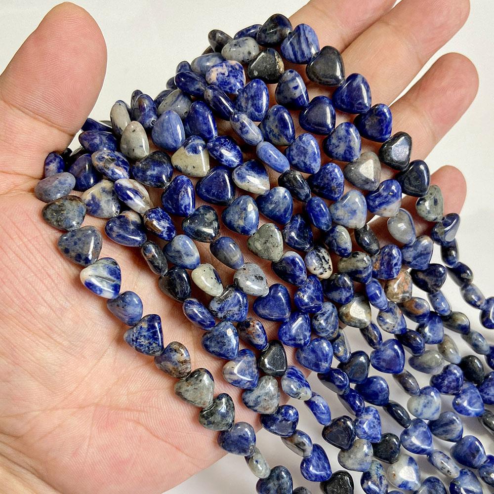 10mm Natural Heart Shape Stone Beads Blue Sodalite Loose Spacer Beads Charm For Jewelry Making DIY Bracelet Accessories About 18pcs