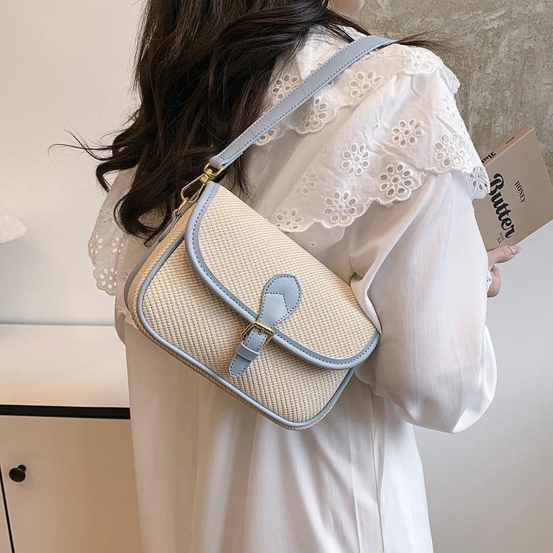 Bag women's high-end sense spring and summer new contrasting color underarm baguette bag commuting versatile shoulder messenger bag