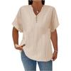 Women’s Short Sleeve V Neck Blouse with Button Loose Fit Tunic Top for Casual Daily Wear