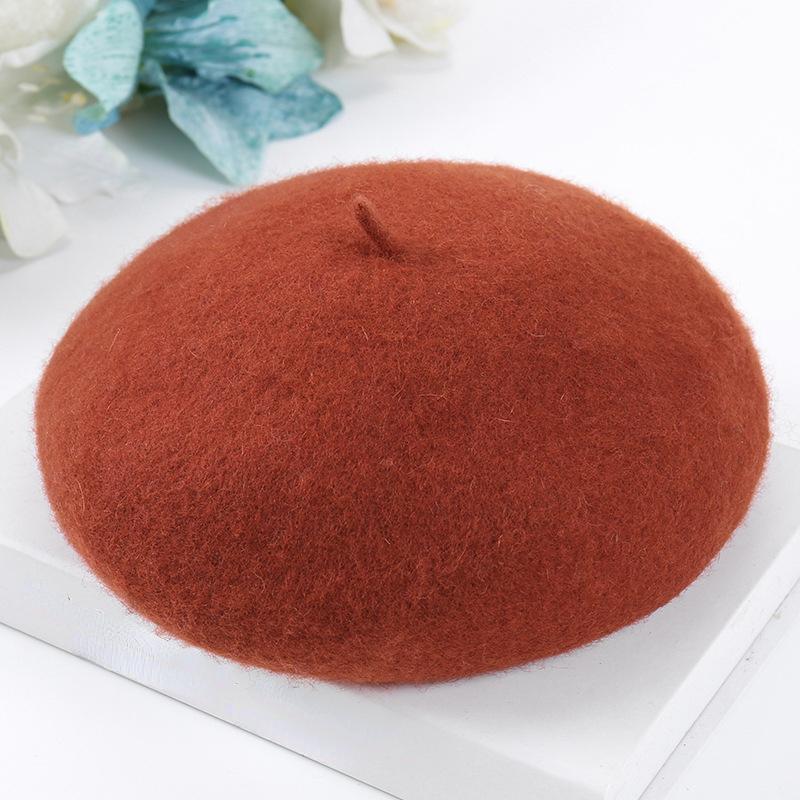 Herbstmütze Damen Wollmütze Wintermütze Wolle Baskenmütze Student Warme Hüte Künstler Kürbismütze