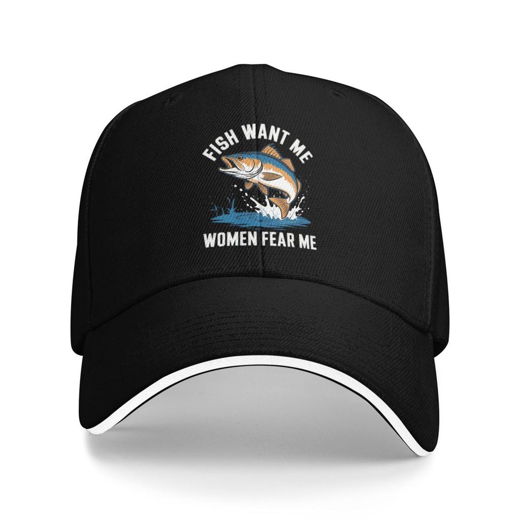 Fish Want Me Women Fear Me Baseball Caps Snapback Baseball Hats Breathable Casual Casquette Outdoor for Men And Women