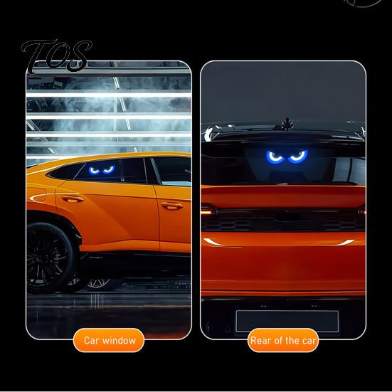 Custom Car Interior Decor Solar Demon Eye Window Light, Dynamic LED Night Light with Smart Enthusiast Display Sensor Modes, Suction Cup, Wireless USB