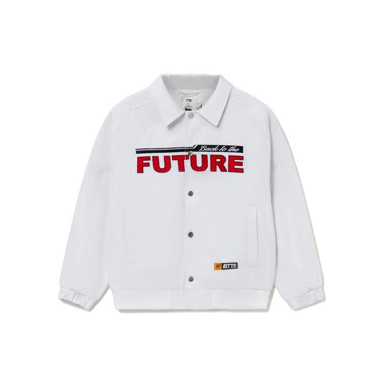 Li-Ning X Universal Studios Back To The Future Embroidered Letter Loose Sports Jacket Men Jacket White AFDR831-2