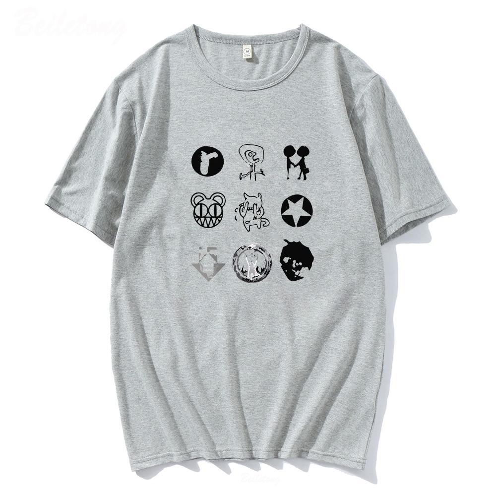 2025 Ny Sommar Casual Kortärmad T-shirt Tryck Bomull Normal Passform Rund Hals Andningsbar Lös Unisex Tee Män Kvinnor Kläder