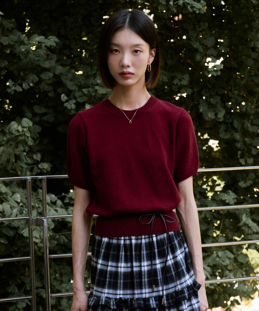 VLETI Round Half Knit (Burgundy)