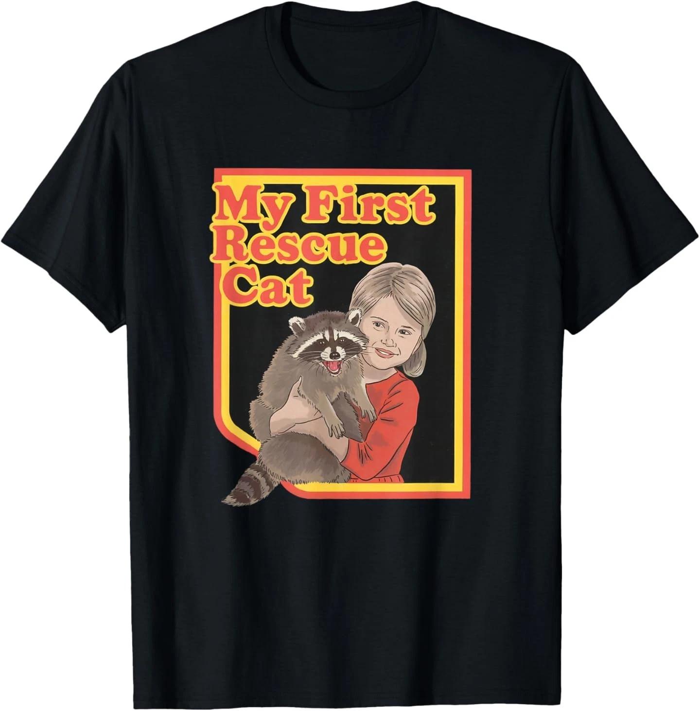 My First Rescue Cat Funny Dark Humor Hilarious Vintage T- Shirt M