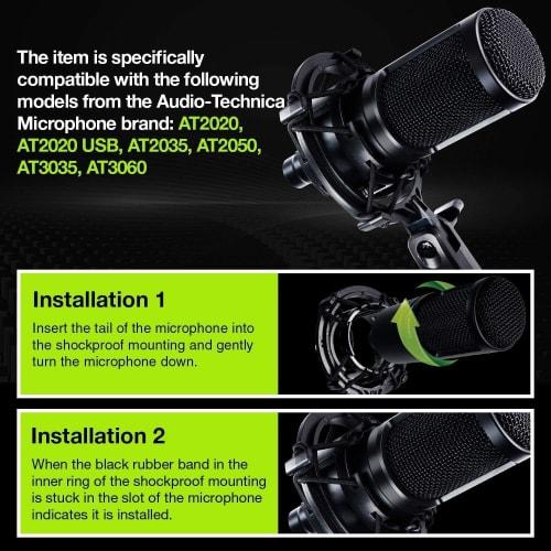 Etour AT2020 Shock Mount with Pop Filter, Vibration Noise Reduction, Compatible with AT2020USB+, AT2035, and ATR2050 [2-Year Manufacturer's Warranty],