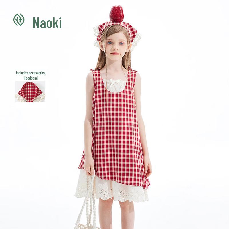 Girls  Forest Plaid Vest Dress 120