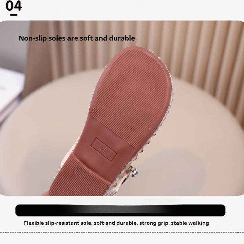 Spring and Summer New Fashion Rhinestone Shallow Mouth Girls Soft Sole Casual Leather Shoes