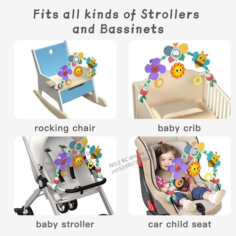 Babybett Hängende Glocke Kinderwagenbogen Clip Faltbare Sonnenblume Baby Interaktives Regenbogen Spielzeug Säugling Greifübung für Sohn Tochter Geschenk