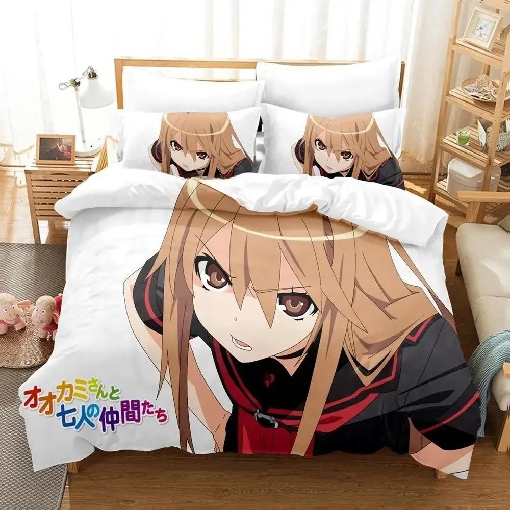 Ookami-san To Shichinin No Nakama-tachi Sängkläder Set Enkel Tvilling Full Queen King Size Sängset Vuxen Barn Sovrum Påslakan Set