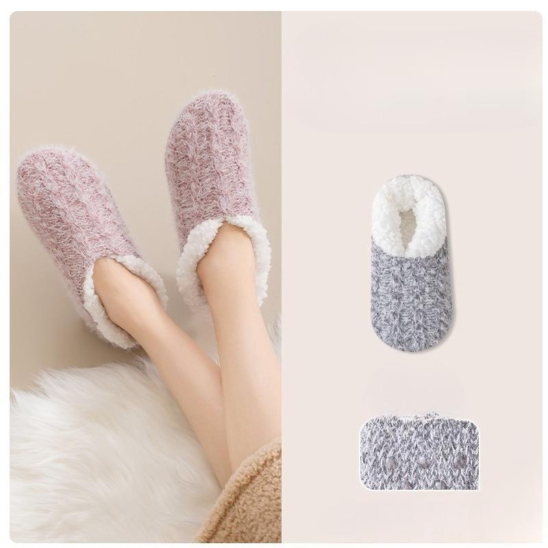 Floor Socks for Women, Home, Autumn and Winter, Thickened with Fleece, Warm Sleep Socks, Anti-slip Silicone Foot Warmer, Floor Socks