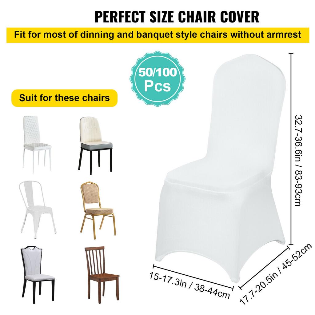 SucceBuy12/30/50/100Pcs Wedding Chair Cover Spandex Stretch Slipcover for Restaurant Banquet Hotel Dining Party White Cover