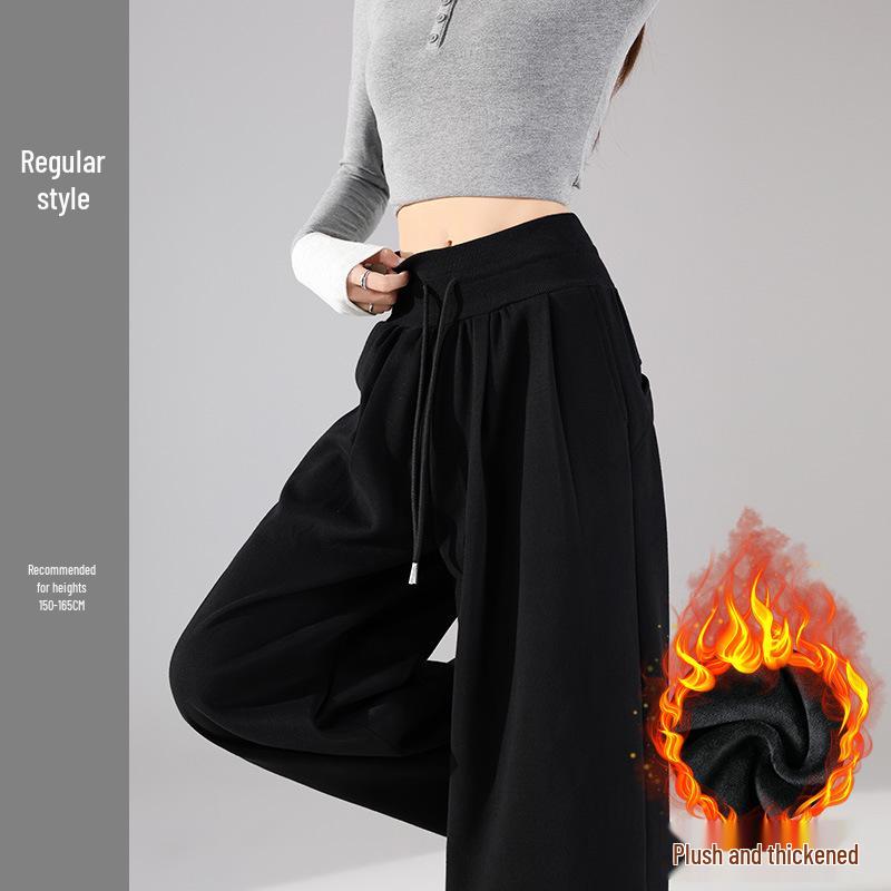 

Autumn/Winter 2026 Women s Coffee Plush High-Waisted Loose Fit Straight Leg Sweatpants Large