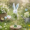 Standing Flower Rabbit Figurine Cute Bunny Doll Figures Easter Bunny Ornament  Kids Gifts