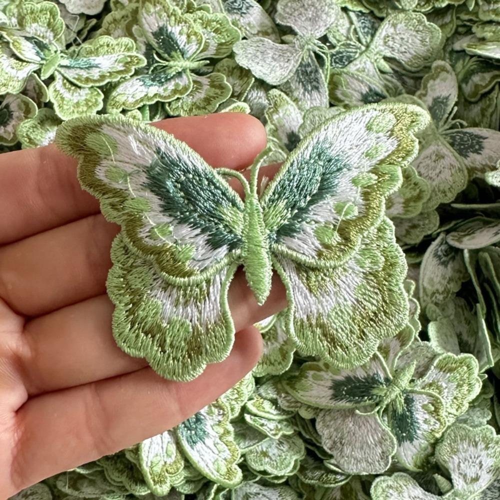 Detachable Embroidery Thread Butterfly Fabric Patch Butterfly Shape Small Fabric Applique DIY Decorative Patch