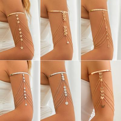 Accessories, Ethnic Butterfly Flower Tassel Arm Bracelet, Holiday ArmChain Star Shell Jewelry