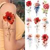 1 Feuille Fleur Aquarelle Lettre Tatouages Temporaires Pour Femmes Adultes Bras Avant-bras Jambe Corps Autocollant Faux Tatouage Transfert à l'Eau