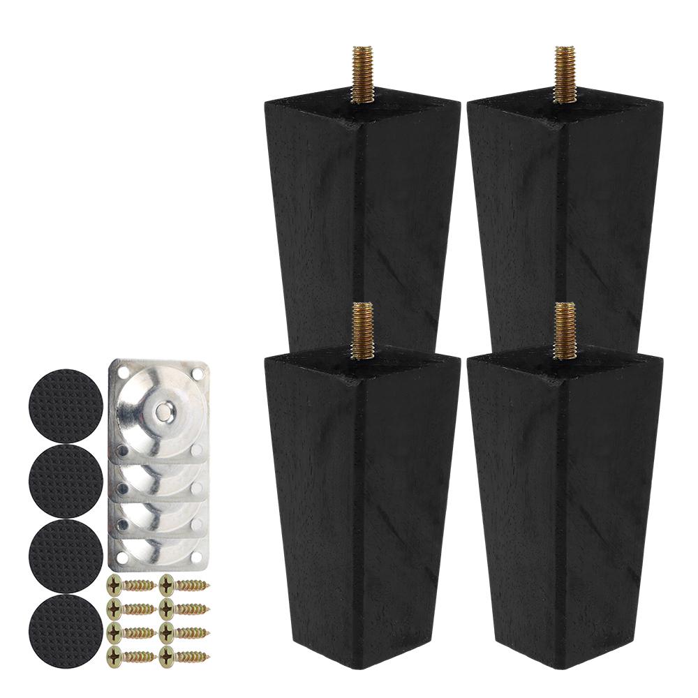4Pcs Solid Wood Furniture Legs 6/15/10cm Wooden Sofa Legs Couch Bed Cabinet Table Chair Replacement Feet Square Foot Accessories