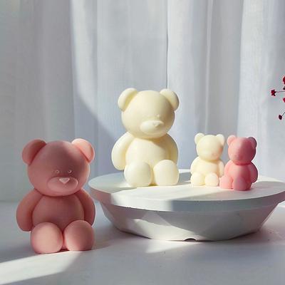 Sitting Position Bear Silicone Candles Molds Handmade Scented Candle Plaster